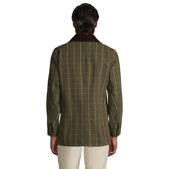 Land's End Mens Barn Jacket Olive Green Ivory beige Plaid Jacket XLT TXL 46L 48L - Picture 3 of 7